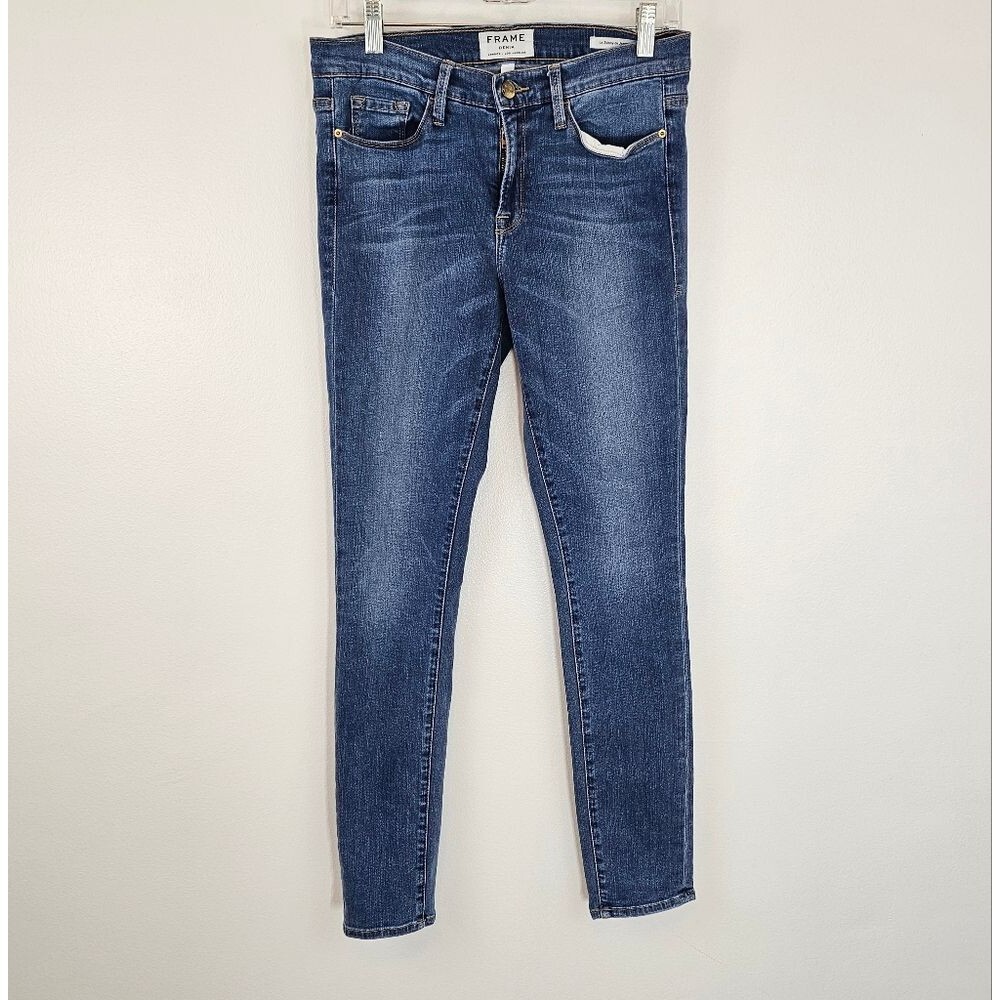 Frame Jeans Size 31 (Size 8) Denim Women's Skinny Denim- Dark Blue - Picture 3 of 8